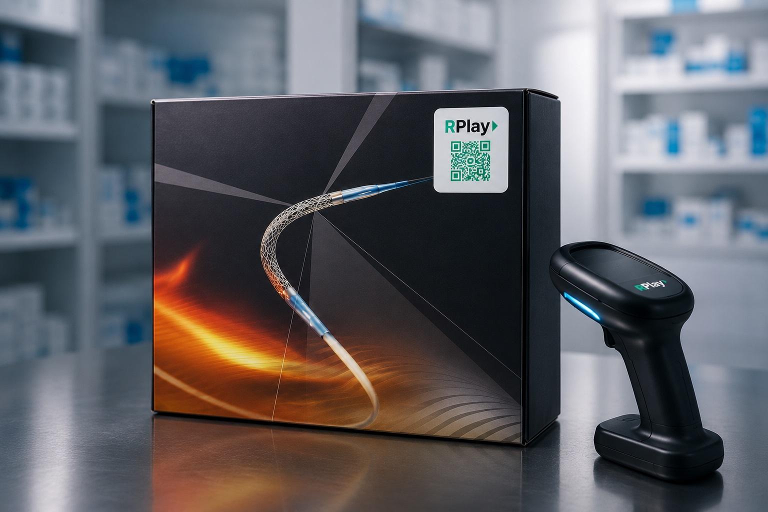 The RPlay Smart Inventory kit — implant package and scanner in a hospital pharmacy